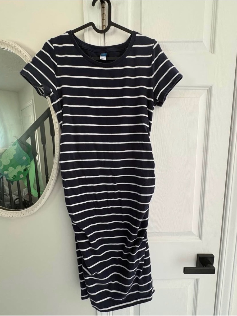Striped Maternity Navy & White Tee Dress
